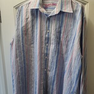 Bugatchi Uomo Dress Shirt Mens Size Large Pink Multi Color Plaids Cotton